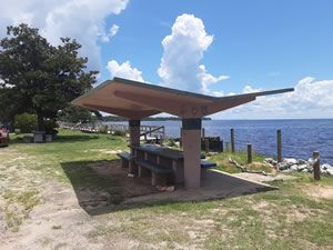 small typical picnic pavilions at choctaw beach park